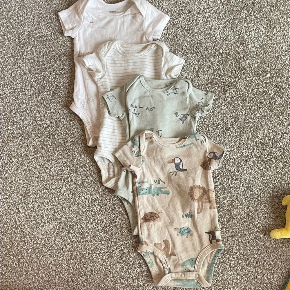 Carter’s 4-Pack Neutral Safari & Stripe Baby One-Piece Bodysuits